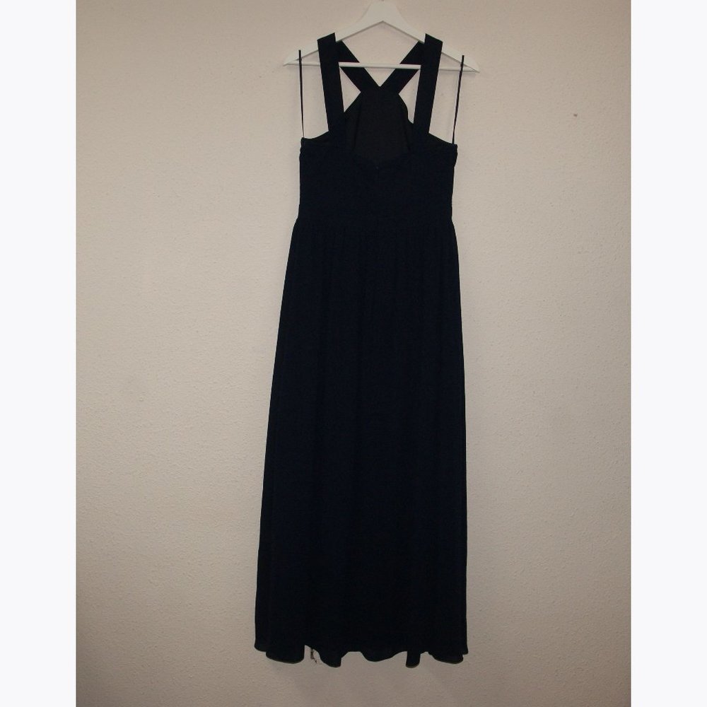 LULU'S Air of Romance Navy Blue Georgette Maxi Dress sz M Women's Wedding Guest - Picture 5 of 10